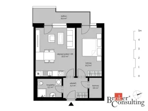Pronájem bytu 2+kk, Praha - Vysočany, Fafkových, 50 m2
