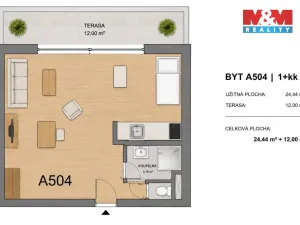 Pronájem bytu 1+kk, Znojmo, Tovární, 24 m2