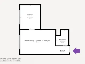 Pronájem bytu 2+kk, Zlín, 2. května, 38 m2