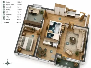 Prodej bytu 3+1, Zlín, Budovatelská, 68 m2