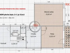 Pronájem bytu 2+1, Třebíč - Nové Dvory, Velkomeziříčská, 57 m2