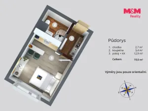 Prodej bytu 1+kk, Děčín - Děčín II-Nové Město, Kamenická, 19 m2