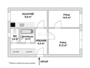 Prodej bytu 2+1, Kroměříž, Máchova, 56 m2