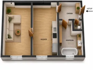 Prodej bytu 2+kk, Mladé Buky, 43 m2