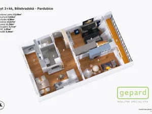 Prodej bytu 3+kk, Pardubice, Bělehradská, 63 m2