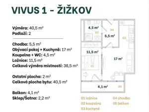 Prodej bytu 2+kk, Praha - Žižkov, Hartigova, 43 m2