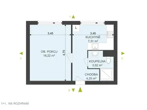 Pronájem bytu 1+1, Hradec Králové, Na Rozhraní, 35 m2