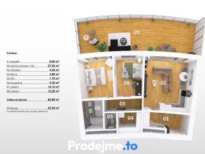 Prodej bytu 3+kk, Brno, Netroufalky, 83 m2