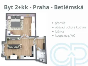 Pronájem bytu 2+kk, Praha - Staré Město, Betlémská, 48 m2