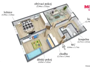 Prodej bytu 3+1, Chomutov, Kamenná, 80 m2