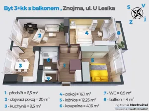 Prodej bytu 3+kk, Znojmo, U Lesíka, 68 m2
