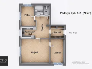 Prodej bytu 3+1, Praha - Bohnice, Dolákova, 72 m2