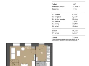 Pronájem bytu 3+kk, Brno, Stará, 71 m2