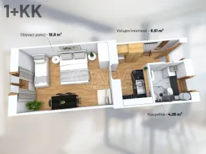 Prodej bytu 1+kk, Praha - Žižkov, Milíčova, 33 m2