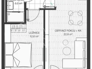 Pronájem bytu 2+kk, Praha - Chodov, Komárkova, 53 m2