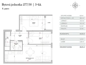 Prodej bytu 3+kk, Praha - Petrovice, Rezlerova, 69 m2