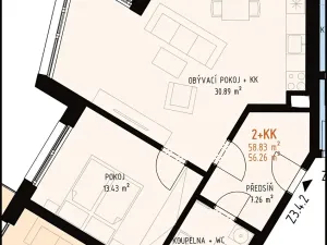 Prodej bytu 2+kk, Brno, Veveří, 59 m2