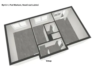 Prodej bytu 2+1, Veselí nad Lužnicí, Pod Markem, 56 m2