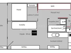 Pronájem bytu 2+kk, Praha - Střížkov, Vysočanská, 42 m2