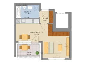 Prodej bytu 1+kk, Praha - Hlubočepy, Gollové, 35 m2