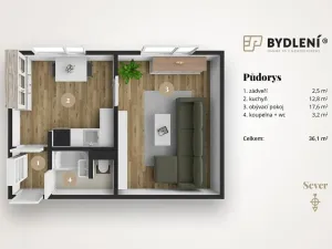 Prodej bytu 2+kk, Chomutov, 17. listopadu, 36 m2