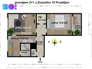 Pronájem bytu 2+1, Prostějov, Jana Zrzavého, 58 m2