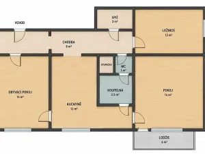 Prodej bytu 3+1, Luhačovice, Masarykova, 69 m2