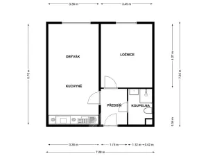 Pronájem bytu 2+kk, Jihlava, Buková, 45 m2