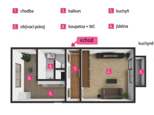 Prodej bytu 1+1, Znojmo, Coufalova, 38 m2