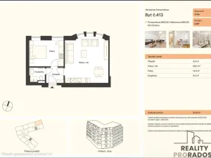 Pronájem bytu 2+kk, Brno, Provazníkova, 49 m2