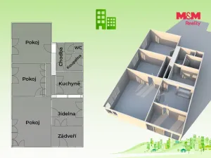 Prodej bytu 3+1, Vsetín, Lázky, 86 m2