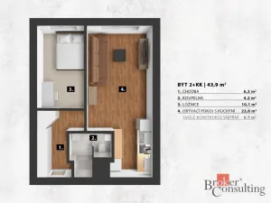 Prodej bytu 2+kk, Praha - Zbraslav, Za Opusem, 43 m2