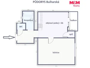 Pronájem bytu 2+kk, Praha - Vršovice, Bulharská, 48 m2