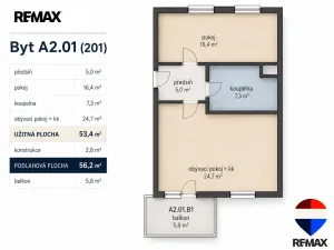 Pronájem bytu 2+kk, Praha, U starého mlýna, 53 m2
