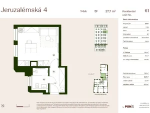 Prodej bytu 1+kk, Praha, Jeruzalémská, 26 m2