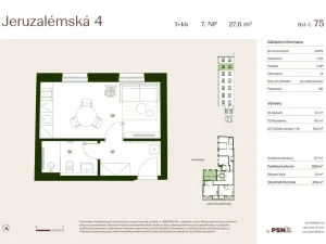 Prodej bytu 1+kk, Praha, Jeruzalémská, 26 m2