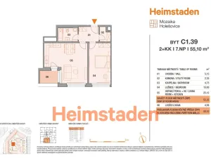 Pronájem bytu 2+kk, Praha - Holešovice, U Pergamenky, 54 m2