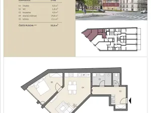 Prodej bytu 2+kk, Brno, Koliště, 54 m2