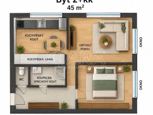 Pronájem bytu 2+kk, Praha - Stodůlky, 45 m2