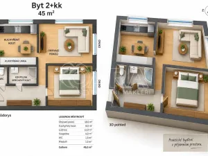 Pronájem bytu 2+kk, Praha - Stodůlky, 45 m2