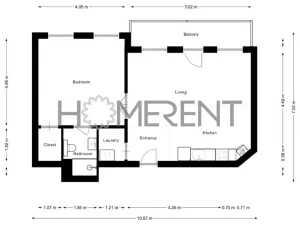 Pronájem bytu 2+kk, Praha - Karlín, Kaizlovy sady, 53 m2