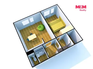 Pronájem bytu 2+kk, Ústí nad Labem - Bukov, Na Kohoutě, 42 m2
