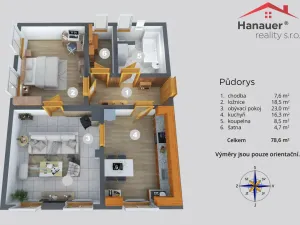Prodej bytu 2+1, Polevsko, 78 m2
