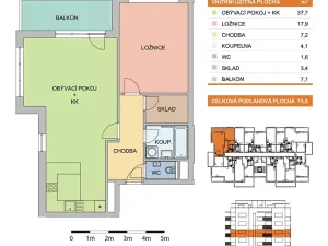 Pronájem bytu 2+kk, Olomouc, Edvarda Beneše, 75 m2