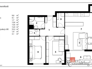 Pronájem bytu 3+kk, Praha - Dolní Měcholupy, Kryšpínova, 79 m2
