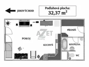 Pronájem bytu 1+kk, Orlová - Lutyně, F. S. Tůmy, 32 m2