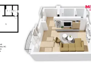 Pronájem bytu 1+kk, Hradec Králové - Slezské Předměstí, Gagarinova, 31 m2