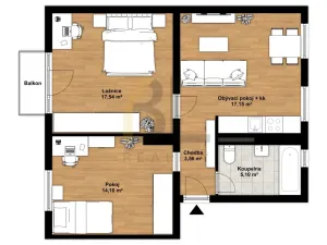 Prodej bytu 3+kk, Hodonín, U Červených domků, 57 m2