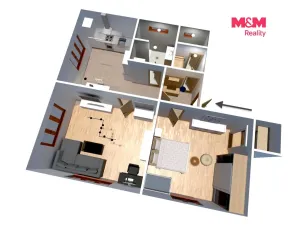 Prodej bytu 2+1, Rožďalovice, Náměstí, 61 m2