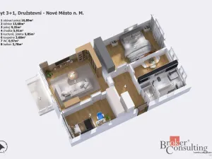 Prodej bytu 3+1, Nové Město nad Metují, Družstevní, 57 m2